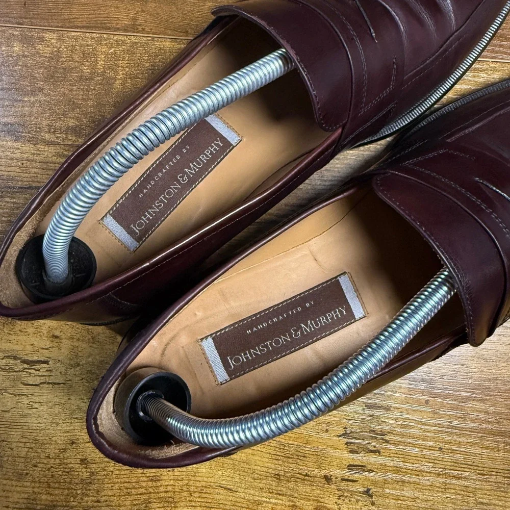Johnston & Murphy Handcrafted 15-1873 Burgundy‎ Leather Penny Loafer Mens 10 M